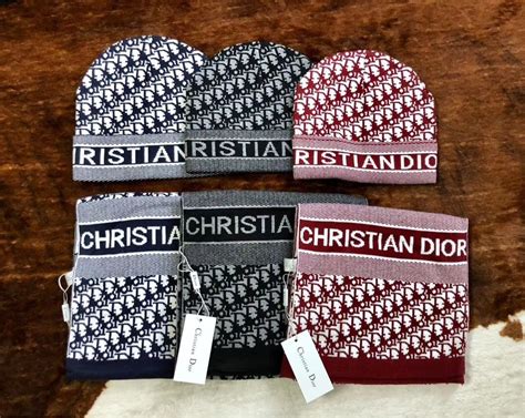 christian dior hat and scarf set